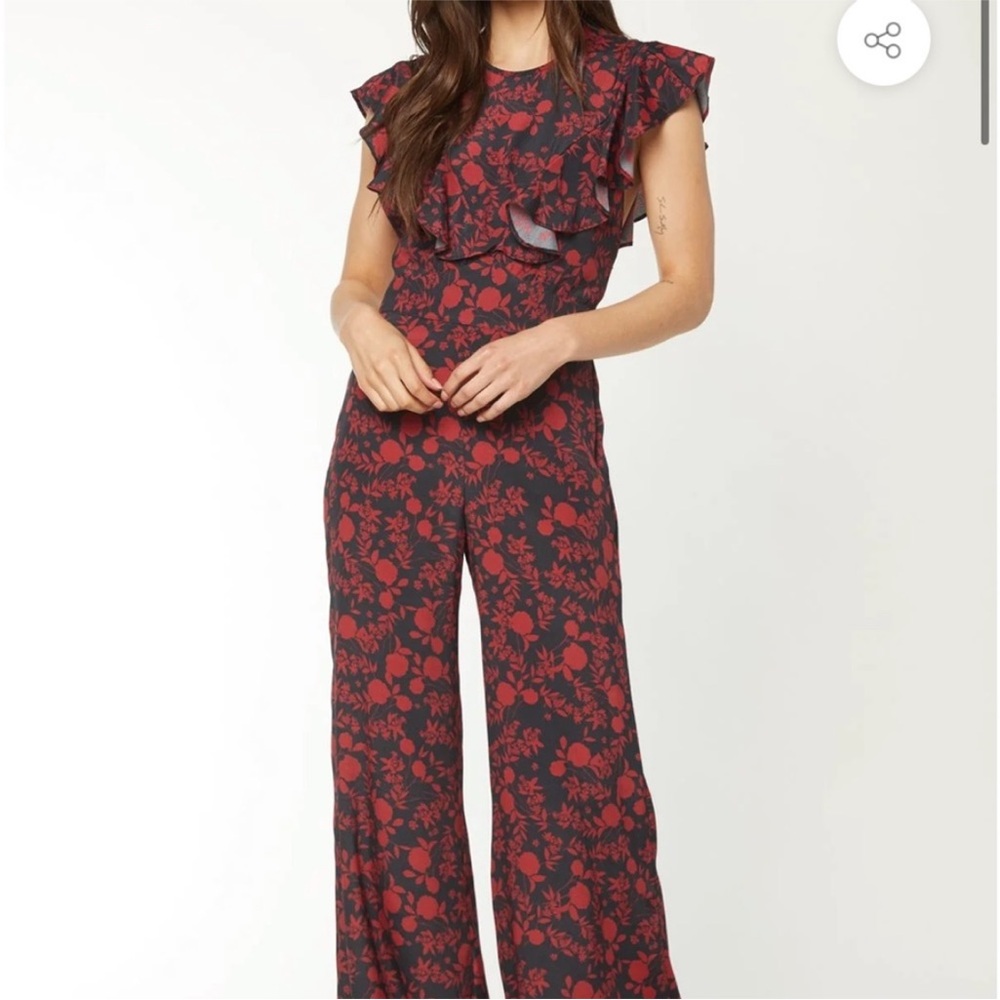 🆕 Flynn Skye blooms at dawn Anthropologie Floral Ruffle Jumpsuit